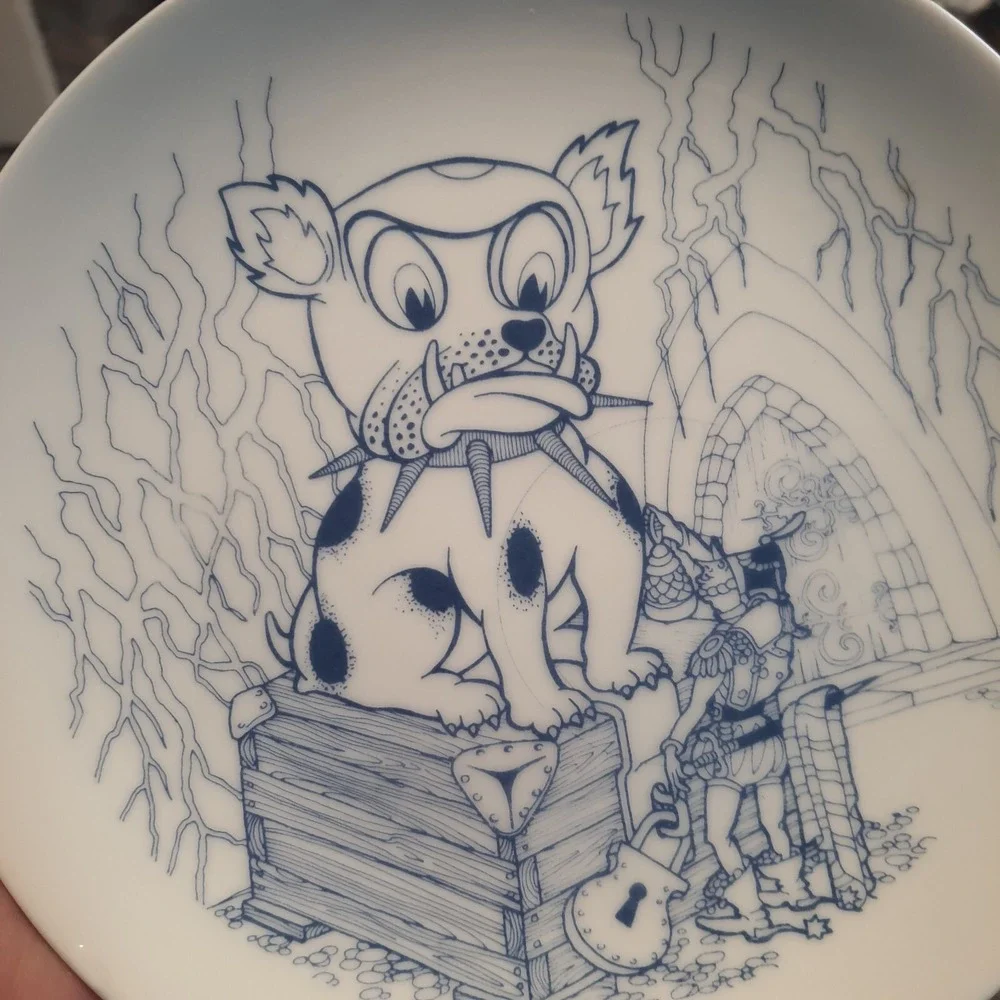 RARE Vintage HANS CHRISTIAN ANDERSEN DENMARK PLATE FYRTOJET DOG THE TINDERBOX